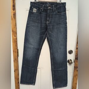Cinch Men Denim Blue Jeans 34x36 MB92834019 5 Pocket White Label Relaxed
